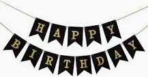 Happy Birthday  Banner Black  